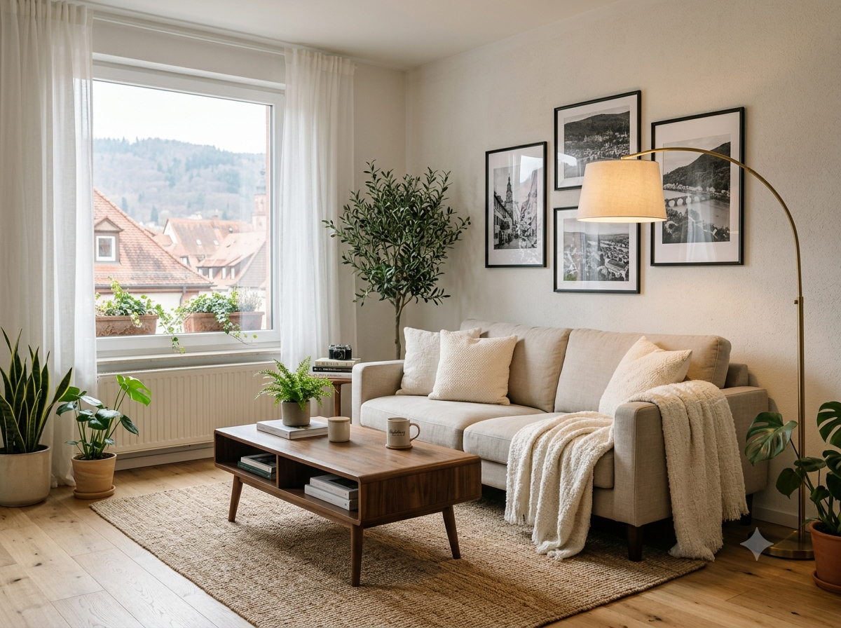 Wohnimmobilien-Vermietung in Heidelberg – gemütliches Wohnzimmer